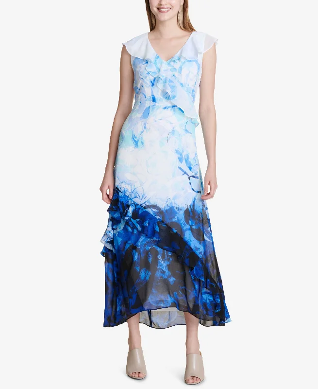 Overstock Calvin Klein Ombre Ruffle Maxi Dress