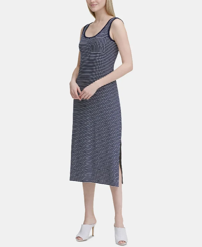 Huge Discounts Calvin Klein Striped Midi Dress