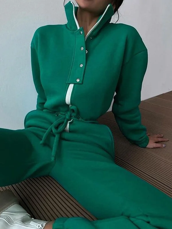 Super Sale Fall Winter Stand Collar Jumpsuits Women Recreation Loose Drawstring Rompers Tracksuits Super Sale Fall Winter Stand Collar Jumpsuits Women Recreation Loose Drawstring Rompers Tracksuits