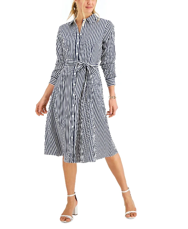 Midnight Madness Charter Club Woven Striped Shirtdress
