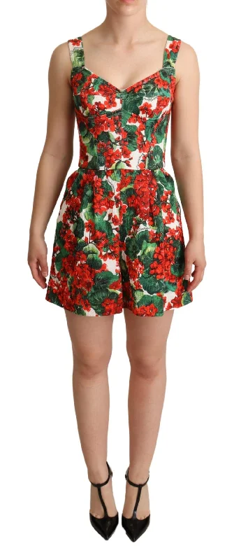 Final Markdown Chic Red Geranium Print Sleeveless Jumpsuit