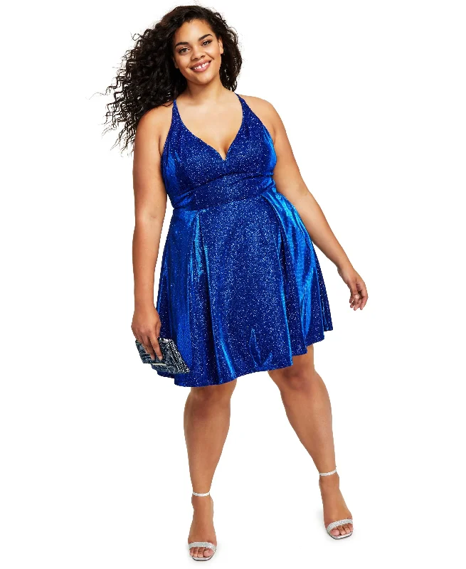 Buy Now City Studios Trendy Plus Size Glitter Fit Flare Dress