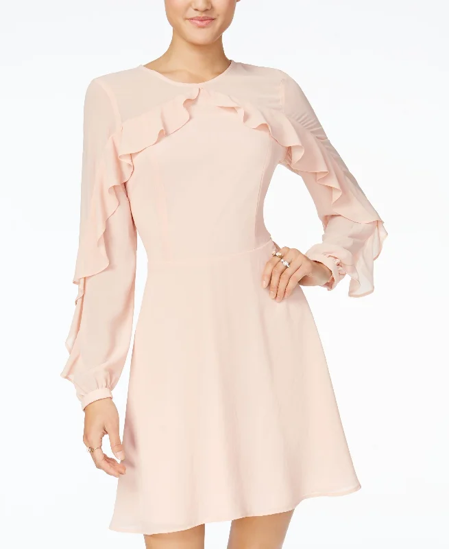 Bargain Prices Crystal Doll Juniors Ruffle Trim Fit Flare Dress