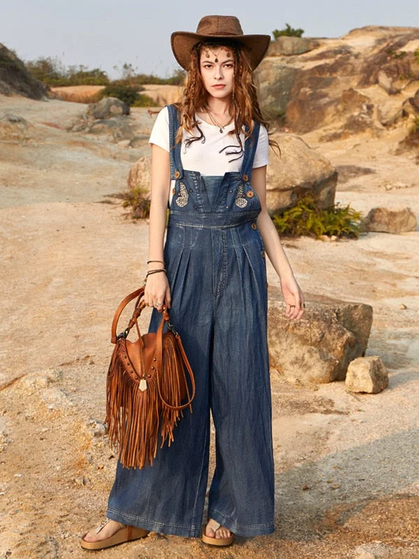 Exclusive Deal Denim Overalls Vintage Loose Denim Jumpsuits for Women