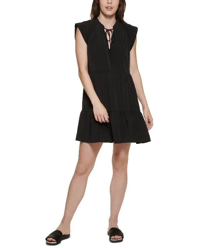 Must-Have Deals DKNY Jeans Tie Neck Tiered Dress