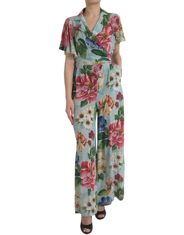 Clearance Items Elegant Floral Silk Crepe Jumpsuit