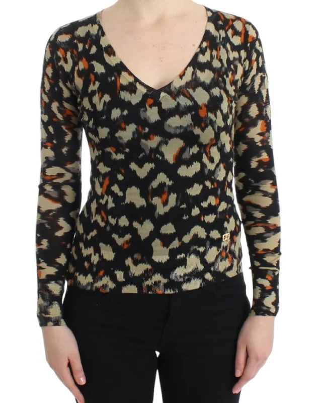Deep Discounts Elegant Multicolor V-neck Wool Jumper