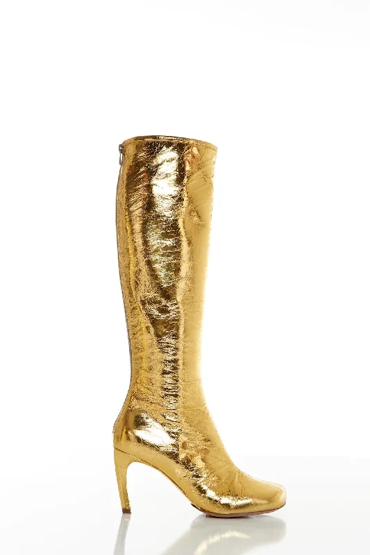 Act Fast Dries Van Noten Gold Tall Boots