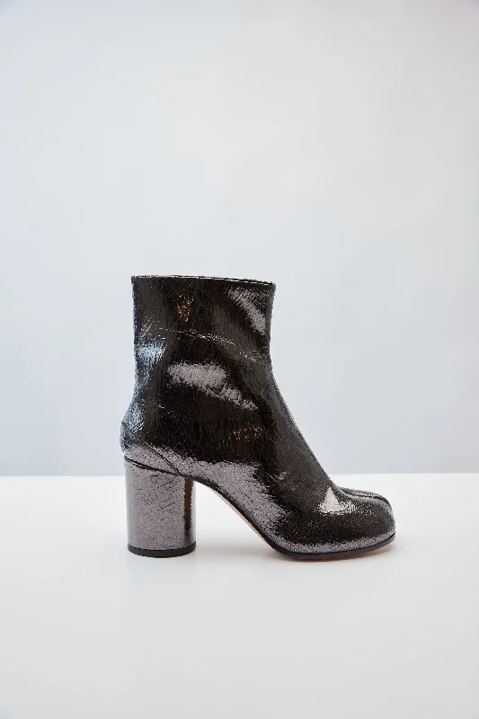 While Supplies Last Maison Margiela Tabi Ankle Boots in Crackle Patent