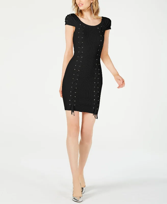 Midnight Madness Guess Ribbed Lace Up Dress