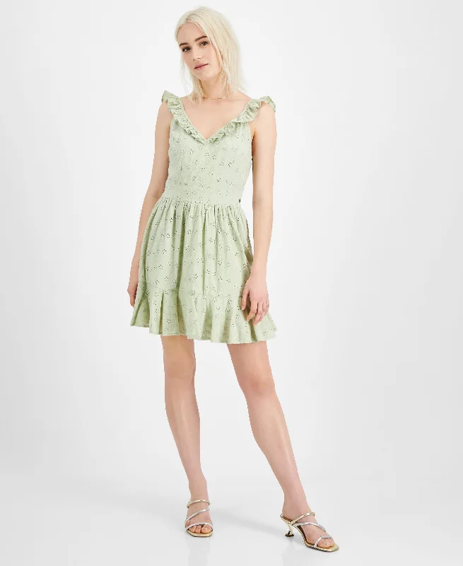 Extra Discounts Guess Sharon Eyelet Mini Dress