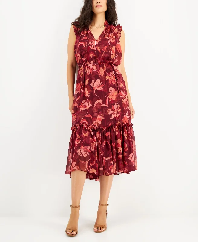 Low Prices INC International Concepts Womens Floral Print Flutter Sleeve Dress