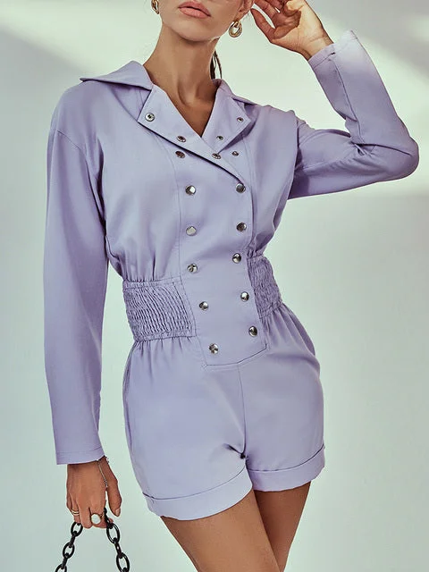 The Best Prices High street long sleeves women romper 2022 Summer casual pocket jumpsuit Elastic wasit chic lapel double breasted romper The Best Prices High street long sleeves women romper 2022 Summer casual pocket jumpsuit Elastic wasit chic lapel double breasted romper