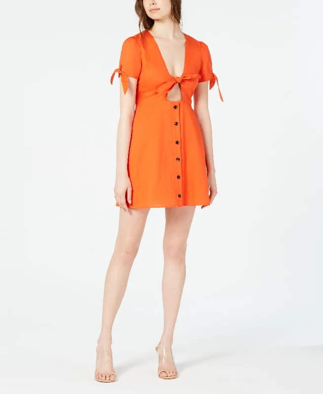 Extra Discounts Tie-Detail Front-Cutout Dress