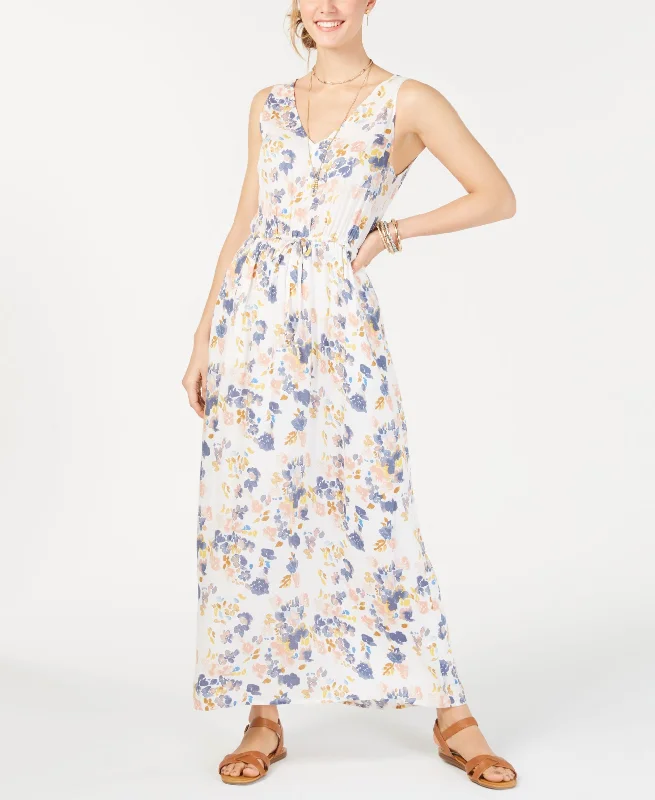 Don’t Miss Out Lucky Brand Floral Tie Waist V Neck Maxi Dress
