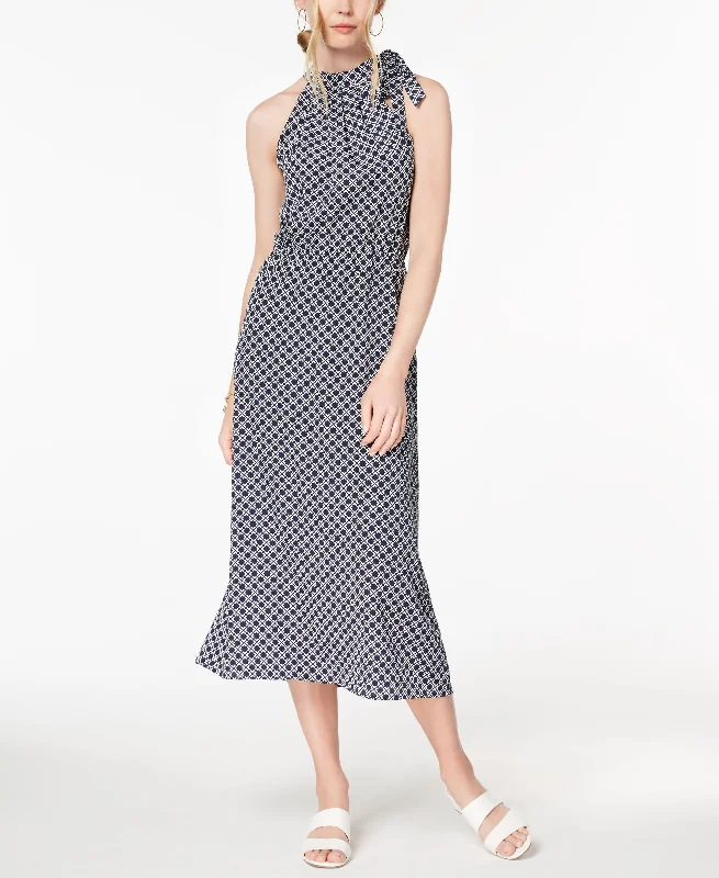 YEAR-End Clearance Maison Jules Printed Tie Neck Midi Dress
