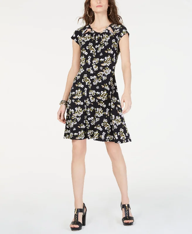 Incredible Offers Michael Michael Kors Floral Print Cutout Dress