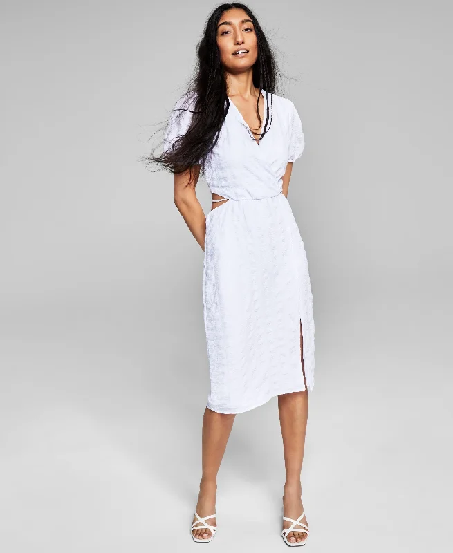 Now or Never Now This Womens Textured Cutout Midi Dress