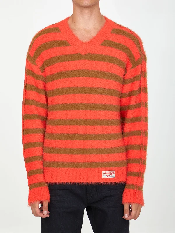 Closeout Sale Orange And Beige Striped Jumper