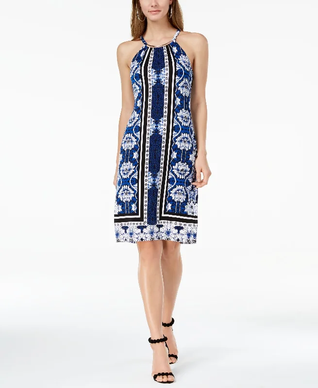 Price Blitz Printed Hardware Neck Halter Dress