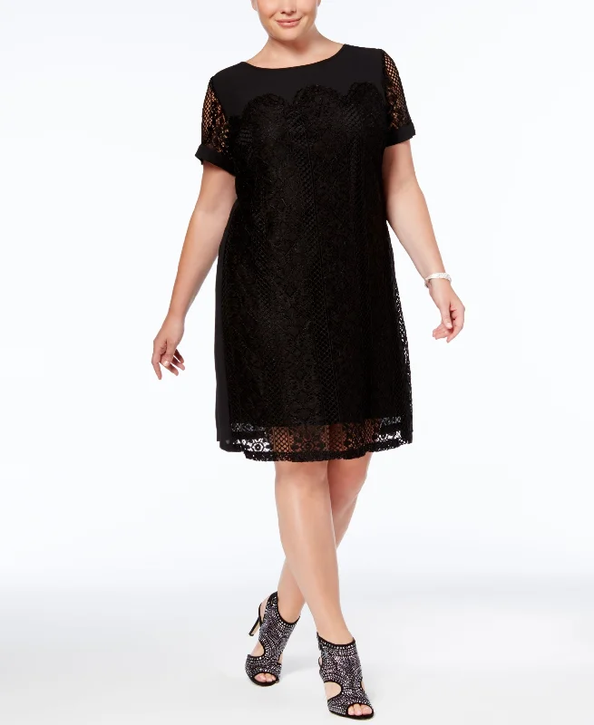 Take Advantage Sangria Plus Size Lace Shift Dress
