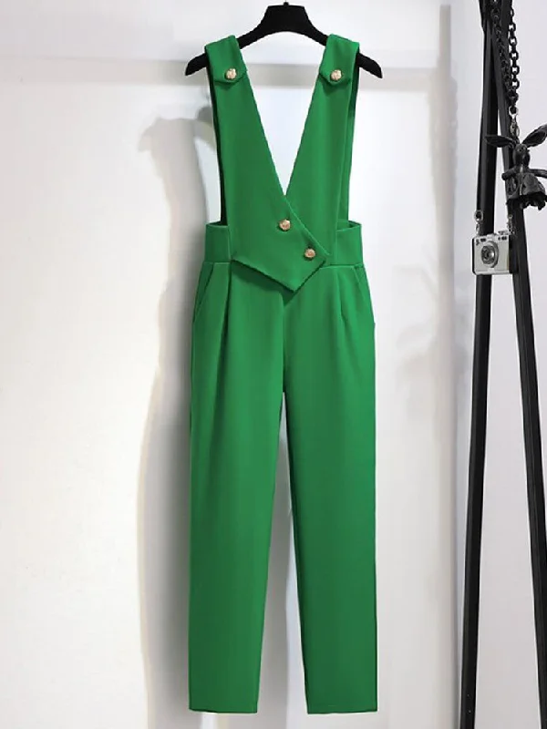 Crazy Deals Spring Leisure Jumpsuits Button Suit Women's Recreation Casual High Waist Pant Crazy Deals Spring Leisure Jumpsuits Button Suit Women's Recreation Casual High Waist Pant