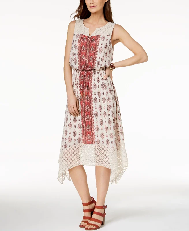 New Markdowns Style & Co Lace Trim Midi Dress