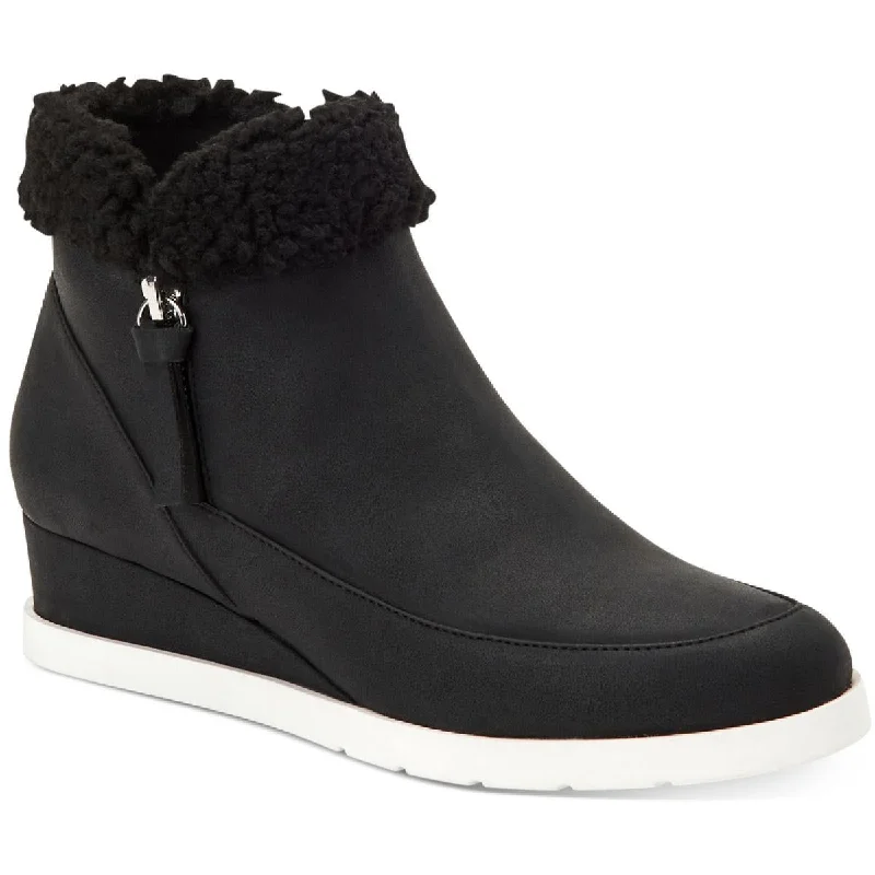 Weekend Flash Sale Style & Co. Womens Danniee Faux Leather Ankle Boots Wedge Boots