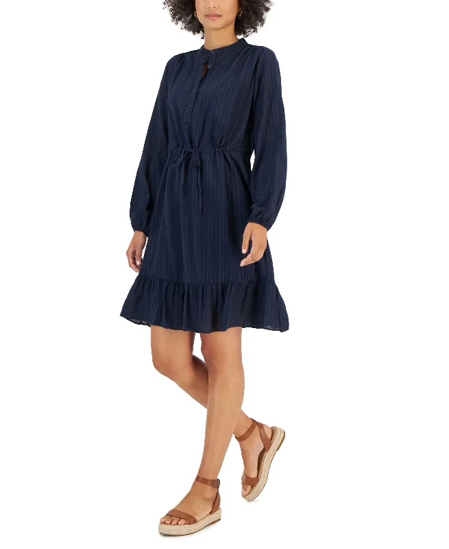 Overstock Sale Style & Co Womens Shadow Striped Ruffle Hem Dress