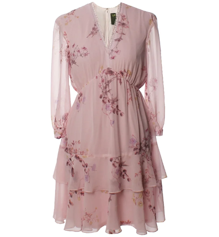 Lowest Prices Taylor Womens Pink Blossom Ruffled Dress