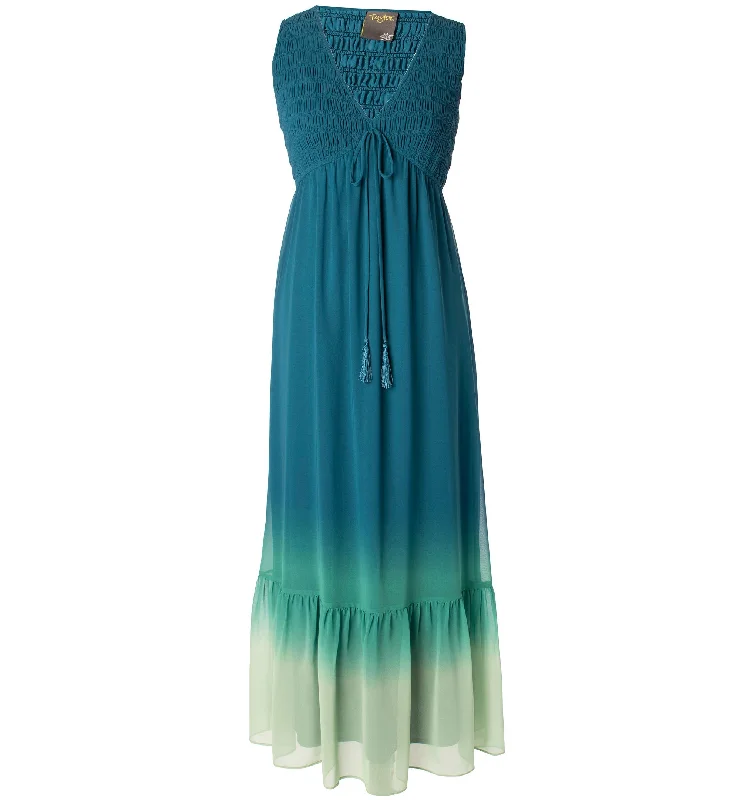 Price Drop Taylor Womens Smocked Top Ombre Trim Maxi Dress