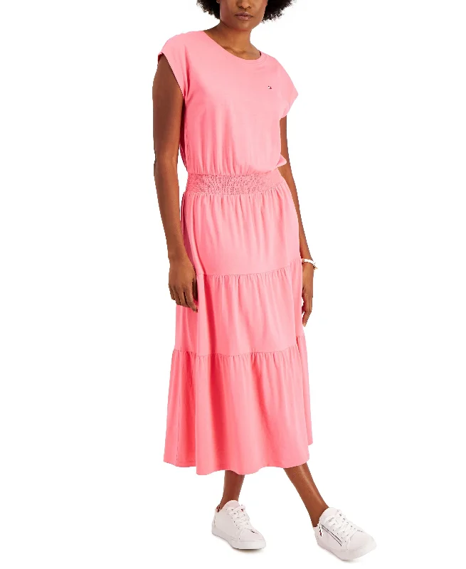 YEAR-End Sale Tommy Hilfiger Womens Cap Sleeve Tiered Dress