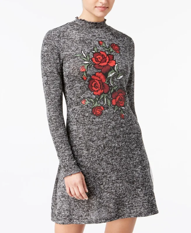 New Markdowns Ultra Flirt Juniors Rose Graphic Sweater Dress