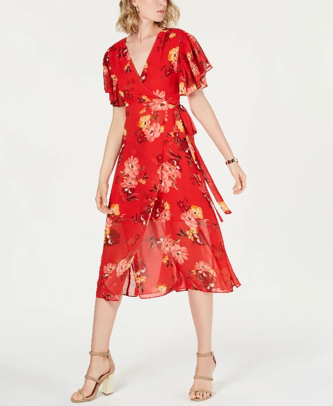 Clearance Event Vince Camuto Printed Ruffle Sleeve Dress