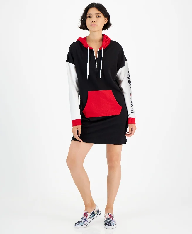 Super Sale Women's Colorblocked Dropped-Shoulder Hoodie Dress