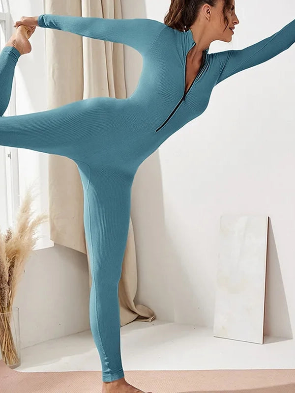 Huge Discounts Women's Sport Full Body Jumpsuit Ribbed Tight Body Suits