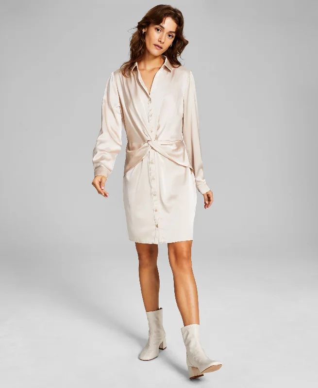 Today’s Deal Women's Twisted Long-Sleeve Shirtdress