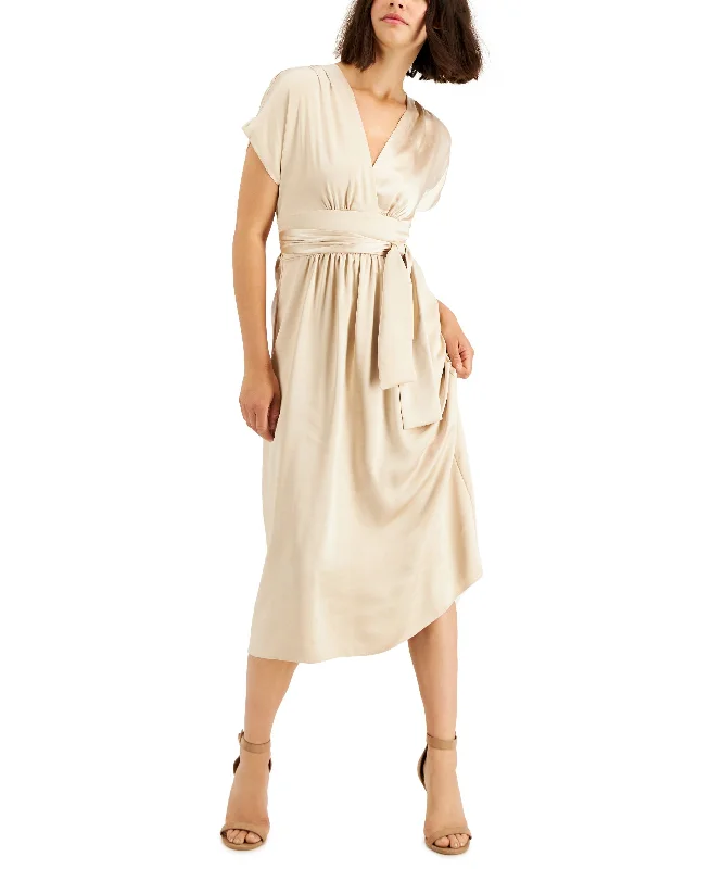 Flash Sale Anne Klein Satin V Neck Midi Dress