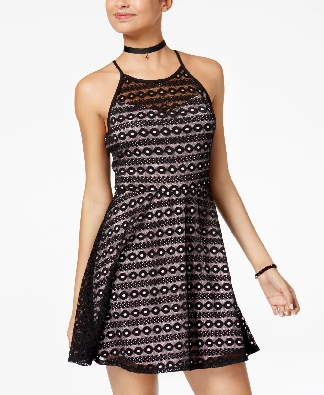 Major Savings As U Wish Juniors Illusion Lace Fit Flare Dress