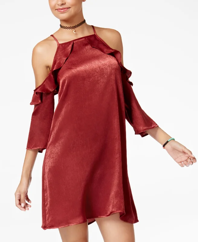 Exclusive Savings Juniors' Cold-Shoulder Shift Dress