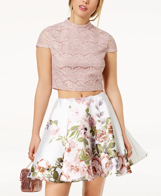 Savings Event City Studios Juniors 2 Pc. Lace Floral Print Dress