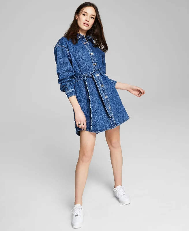Clearance Event Denim Tie Waist Dress