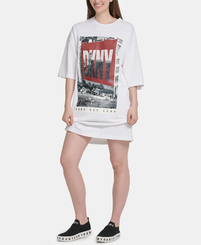 Discount Mania DKNY Cotton Logo Graphic T-Shirt Dress