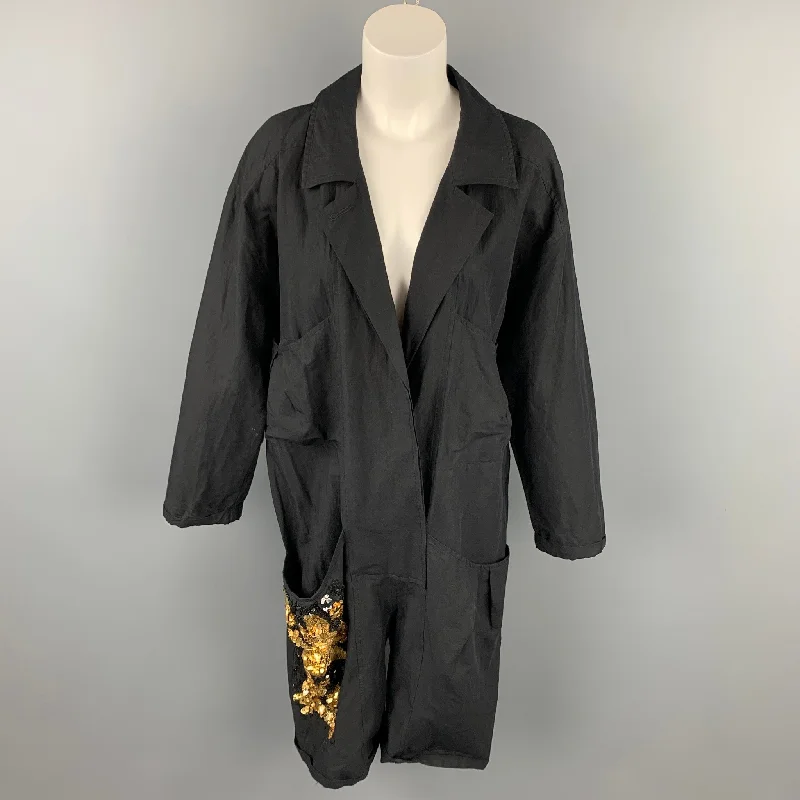 Lowest Price DRIES VAN NOTEN Size S Black & Gold Sequin Linen Blend Overalls