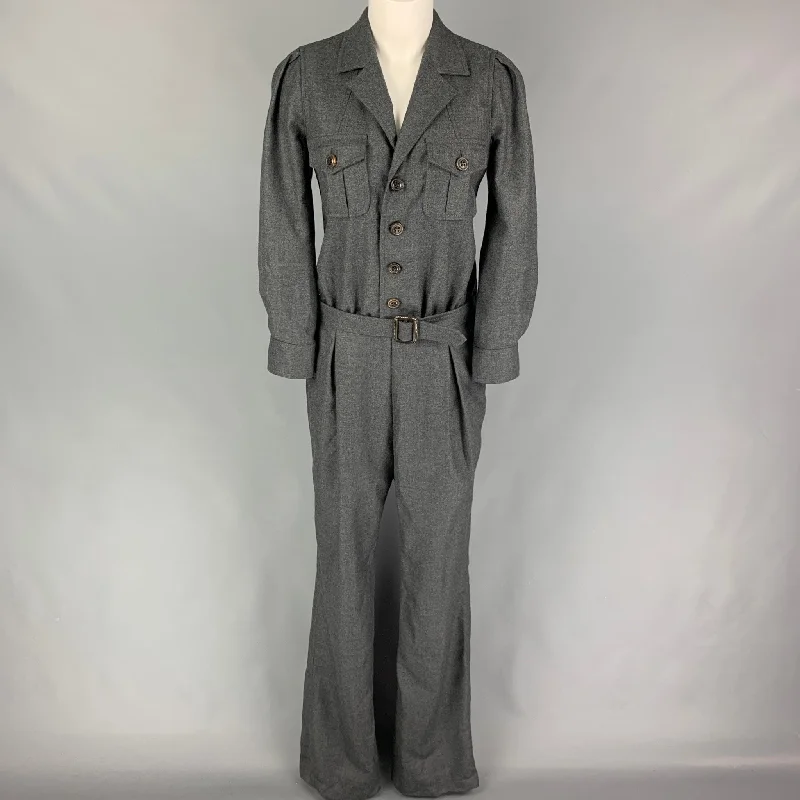 Discount Days DSQUARED2 Size 10 Dark Gray Wool Belted Jumpsuit