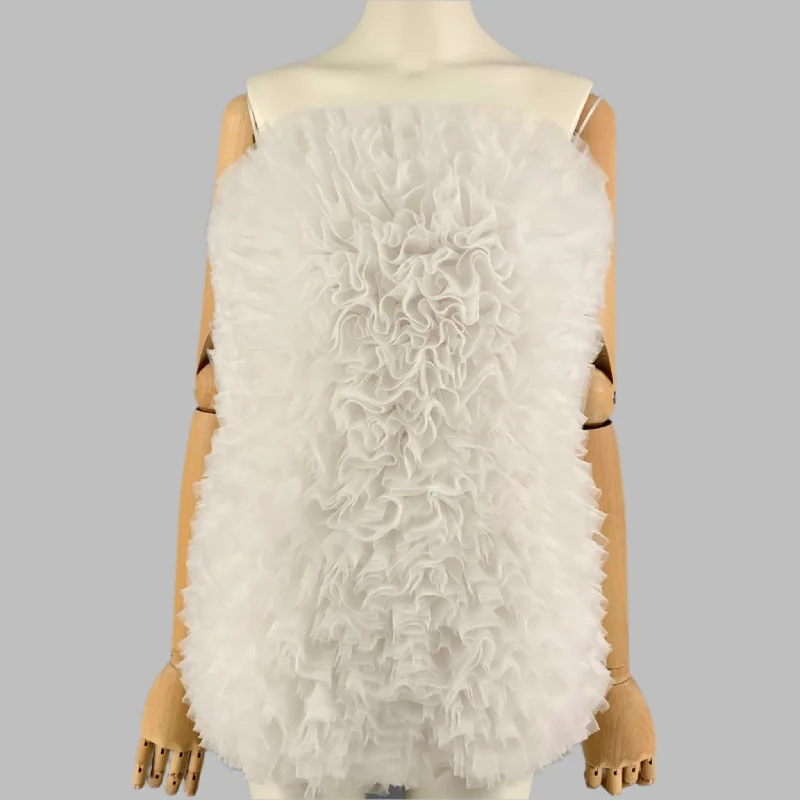 Limited Edition EMILIO PUCCI x TOMO KOIZUMI Size 2 White Ruffled Polyester Blend Tulle Playsuit