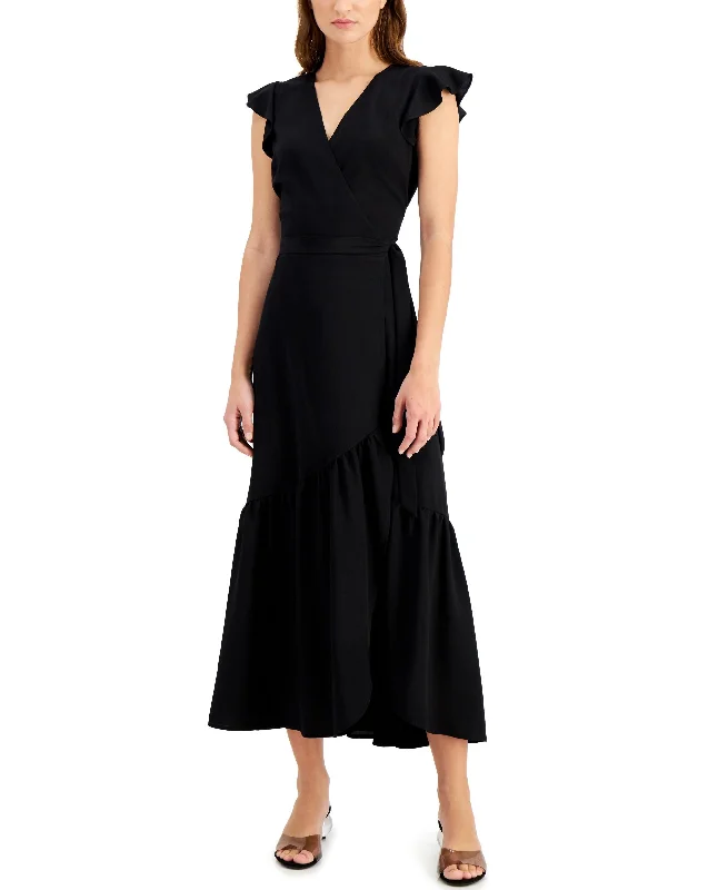 Deal Dash Flutter-Sleeve Wrap Dress