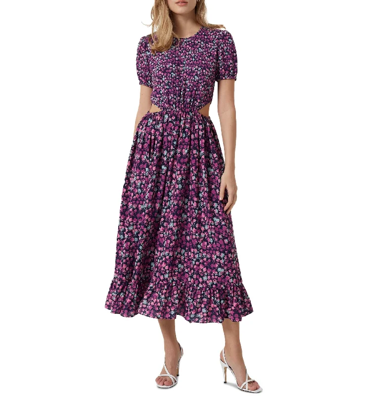 Lowest Price French Connection Womens Floral Cutout Midi Dress