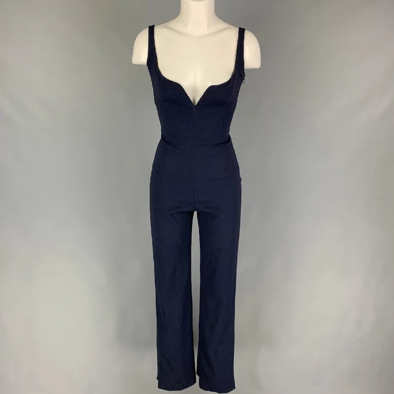 Price Buster GALVAN Size 2 Navy Acetate Blend Signature Corset Jumpsuit