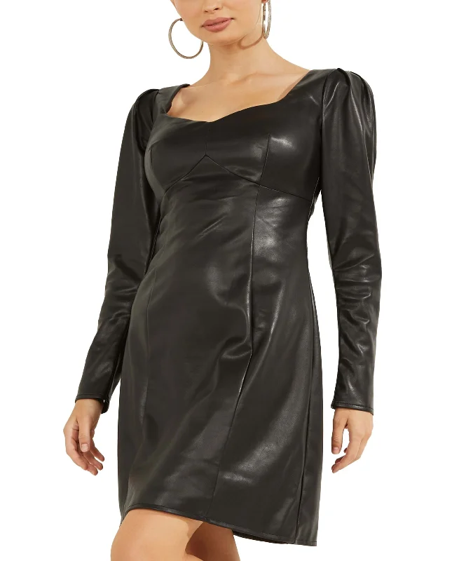 Act Now Guess Elena Faux Leather Mini Dress